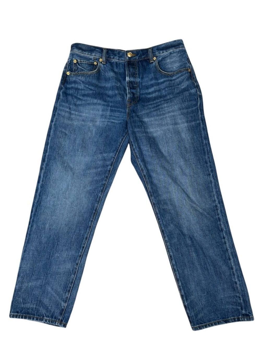 Tory Burch FRAGILE NOT! High Rise Straight Leg Button Fly Jeans Size 30 NWOT